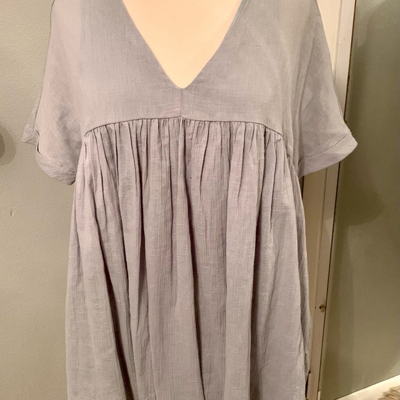 Women’s Babydoll Blouse Drop waist Listicle Powder Blue S - Picture 6 of 10